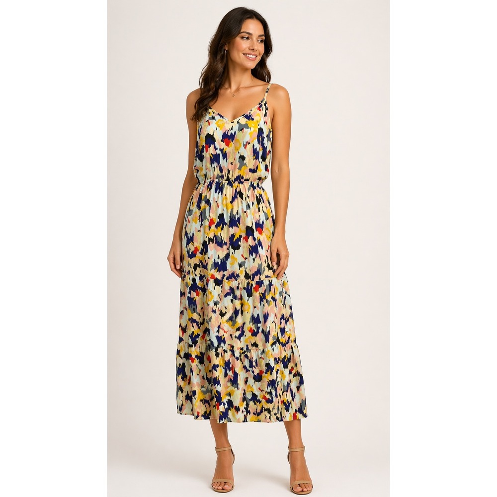 Aqua Maxi Dress Multicolor Empire Elastic‎ Waist Size Medium